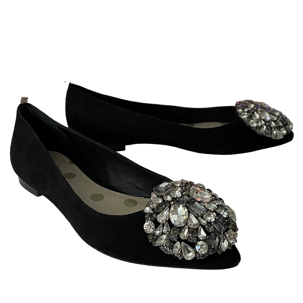 BODEN EMBELLISHED BLACK SUEDE FLAT SIZE 37 NEW